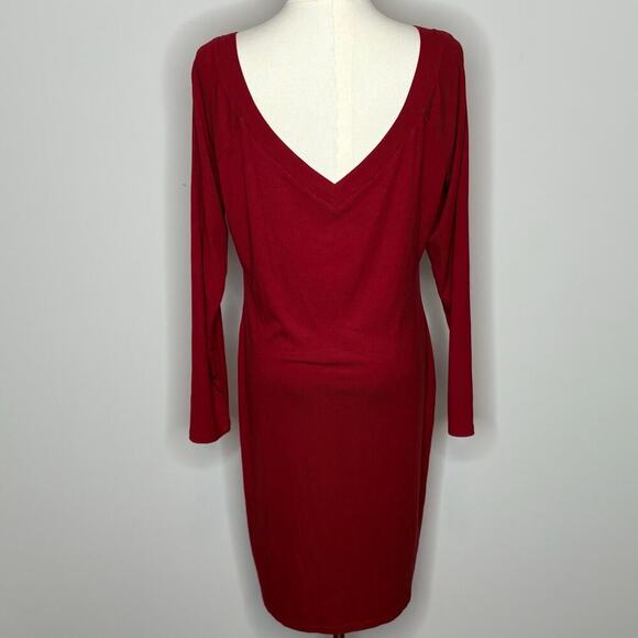 Bebe Red Long Sleeve Sparkly Logo Mini Dress Size Large - Picture 7 of 10